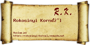 Rokosinyi Kornél névjegykártya